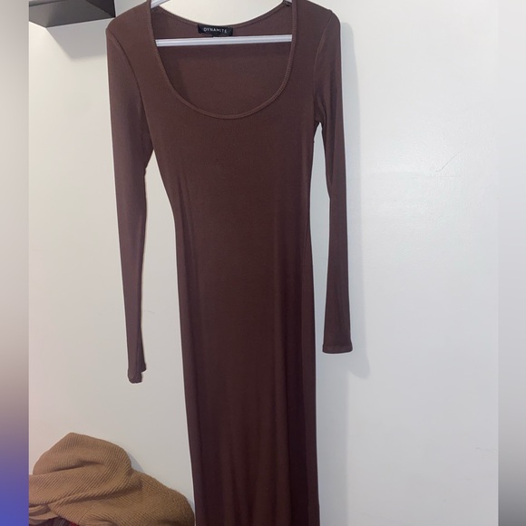 Dynamite brown long-sleeve maxi dress - Picture 3 of 4